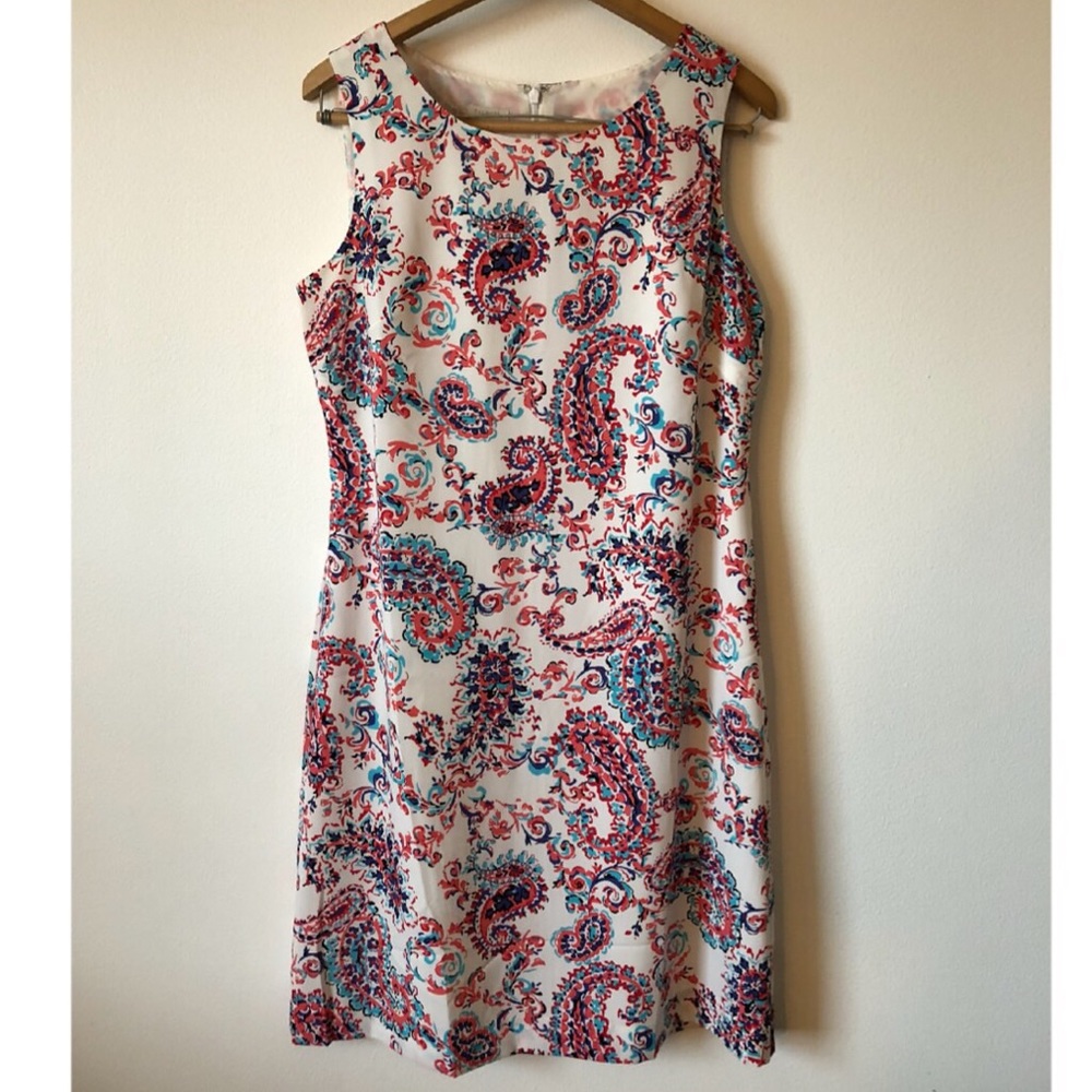 Talbots shift dress paisley sleeveless EUC size 12